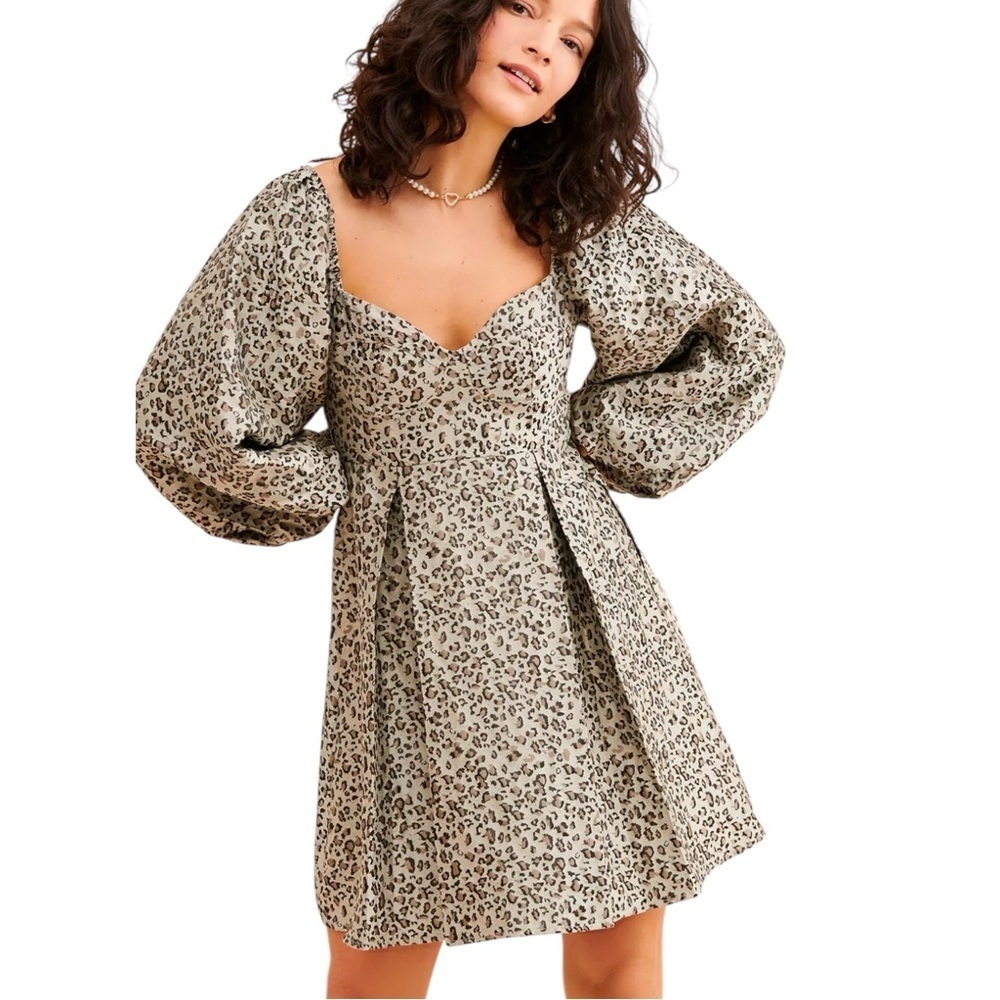 Sister Jane Free People Tempo Leopard Puff Sleeve Dress
